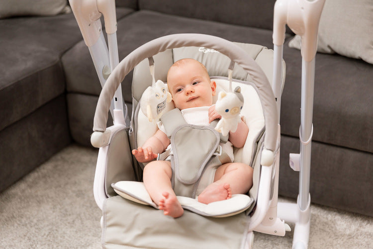 Столче За Хранене И Електрическа Люлка 2В1 Индиго Light Grey Caretero --- BebeMama