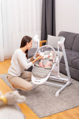 Столче За Хранене И Електрическа Люлка 2В1 Индиго Light Grey Caretero --- BebeMama