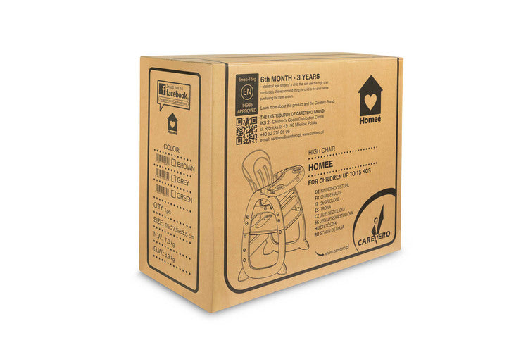 Столче За Хранене 2В1 + Маса Homee Brown Caretero --- BebeMama