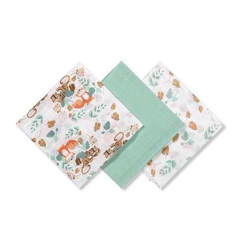 Muszlin Pelenka 3 Db Zöld 70x70