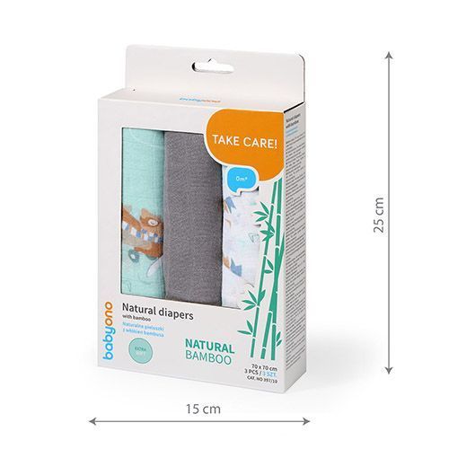 Bambusz pelenkák 3 db szürke 70x70