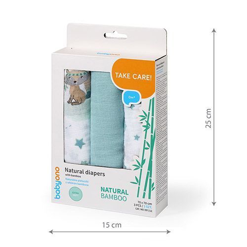 Bambusz Pelenka 3 Db Kék 70X70