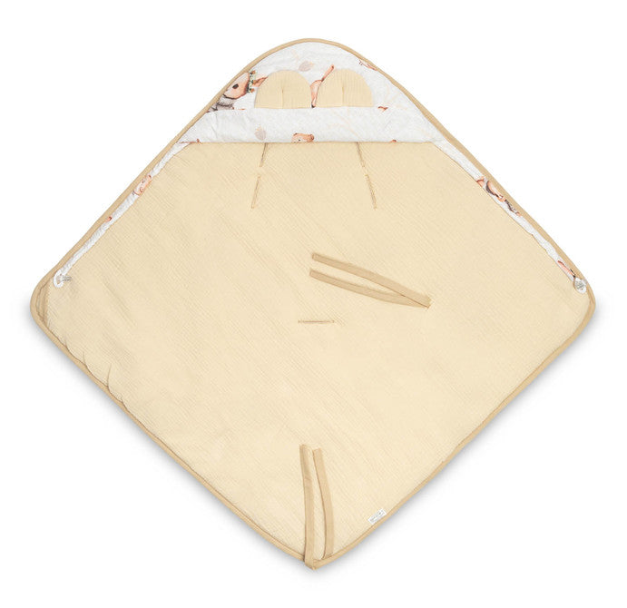 Muszlin Pelenka 90x90cm Bézs Nyuszi Autósüléshez 0-13kg