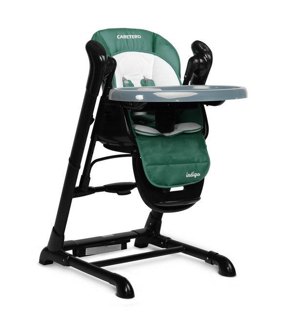 Столче За Хранене + Люлка Шезлонг Indigo Черен Зелен Caretero --- BebeMama