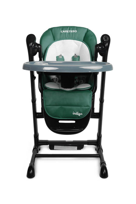 Столче За Хранене + Люлка Шезлонг Indigo Черен Зелен Caretero --- BebeMama