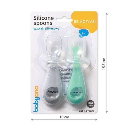 Lingurițe din silicon Mentă+Gri