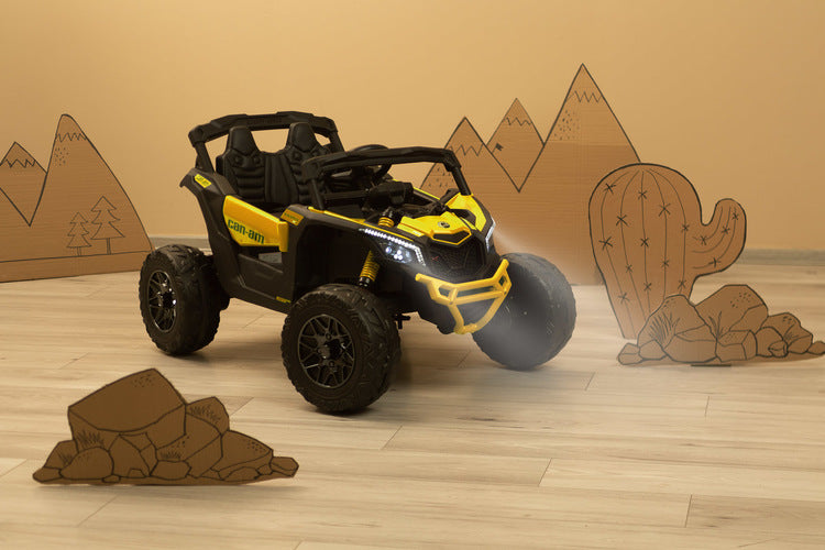 ATV/Buggy Jeep Maverick cu baterie, Caretero galben, cu jucării
