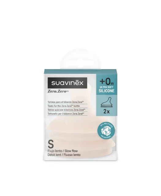 Suavinex Slow Zero Tetină adaptivă pentru biberon, 2 bucăți