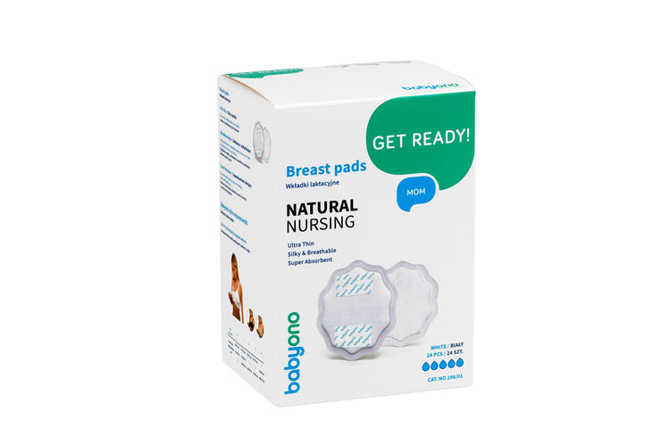 Tampoane absorbante pentru sân, 24 buc., albe naturale, pentru alăptare