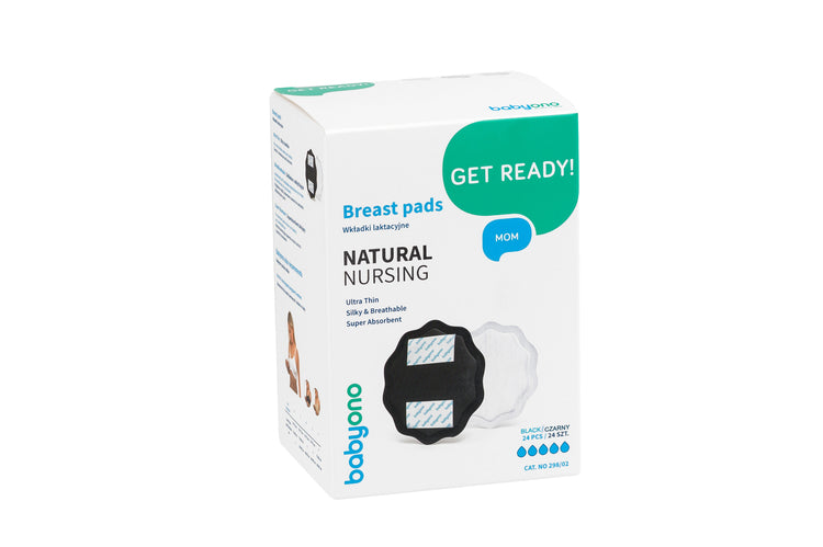 Discuri absorbante pentru sân, 24 bucăți, naturale, negre, Babyono