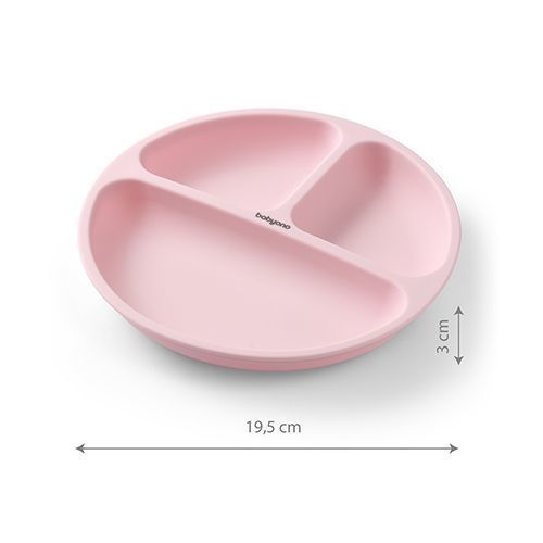 Farfurie din silicon cu 3 compartimente roz