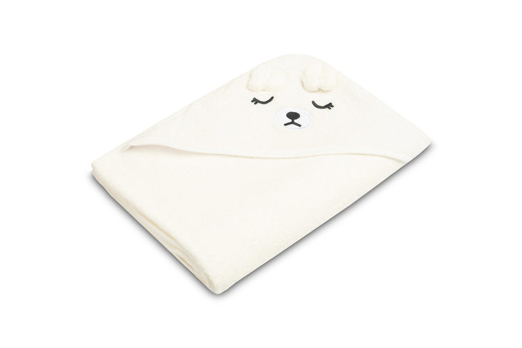 Бебешка Хавлия С Качулка 100X100 См Мече Бяло Sensillo
