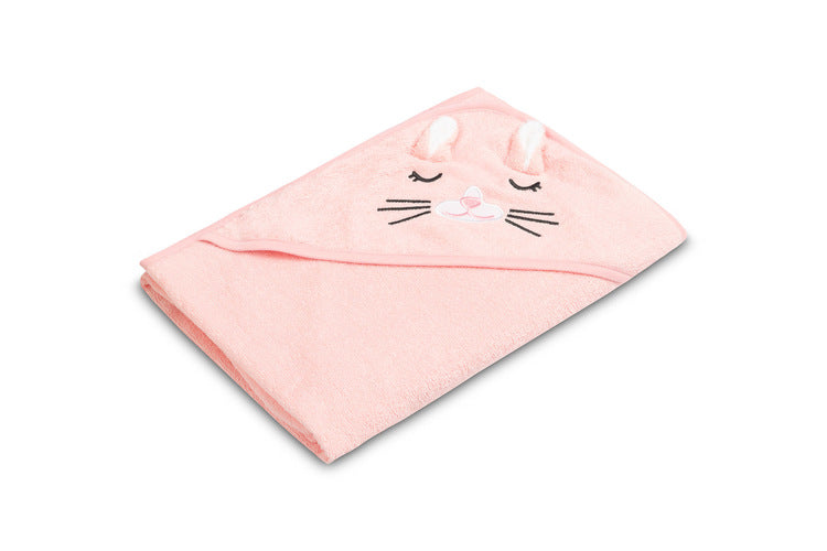 Бебешка Хавлия С Качулка 100X100 См Заек Розов Sensillo