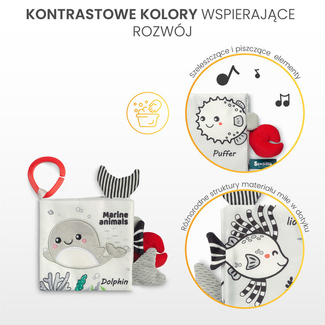 Мека Книжка Черно-Бяла Делфинче Sensillo