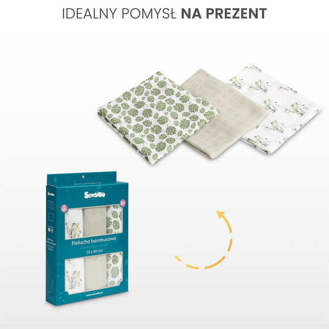 Бамбукови Пелени 3 броя Таралежчета Син 70X80 Sensillo