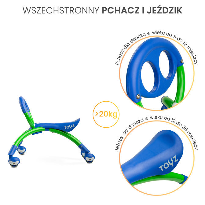 Количка За Яздене Beetle 2В1 Тип Бръмбър Зелен Caretero Toyz