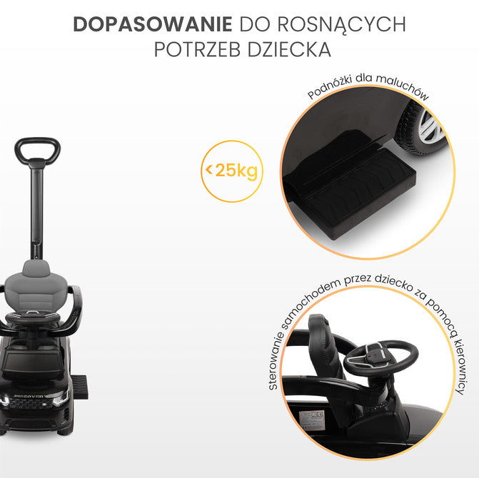 Количка за яздене с родителски контрол Land Rover Черен Caretero Toyz