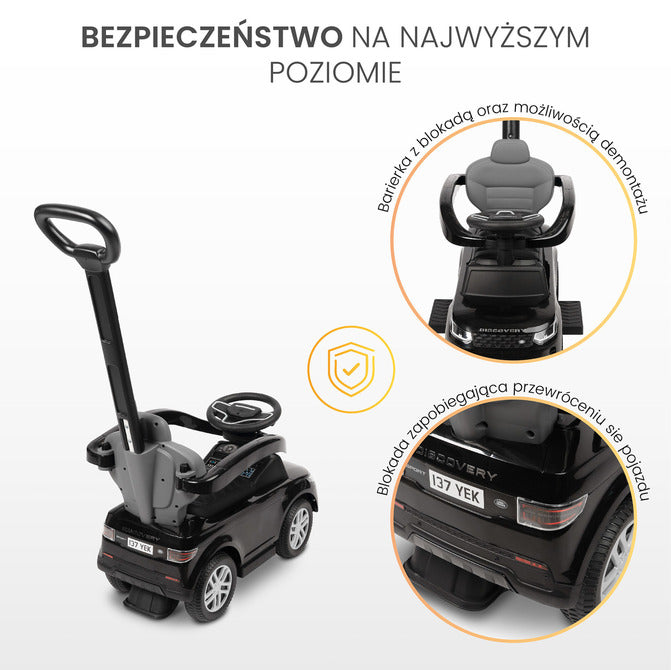 Количка за яздене с родителски контрол Land Rover Черен Caretero Toyz