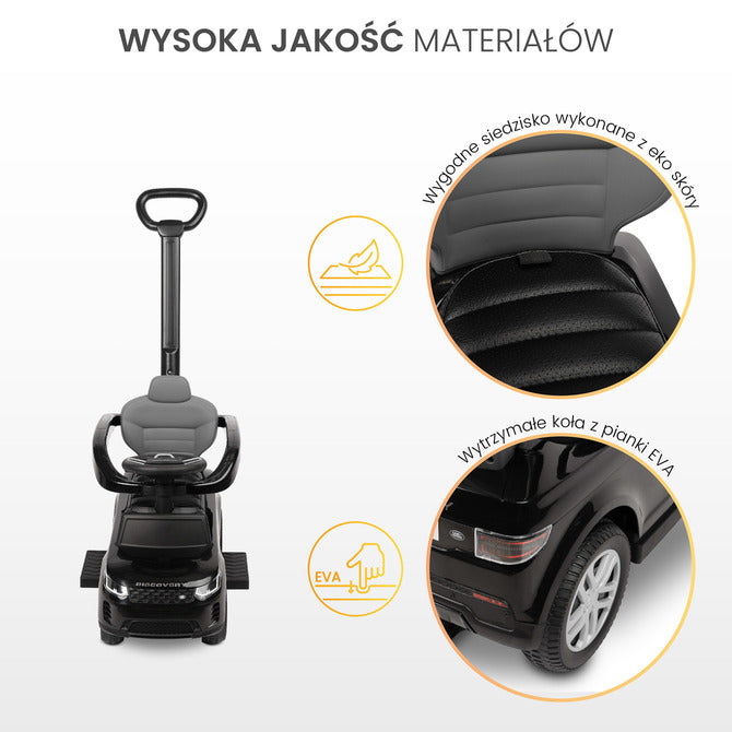 Количка за яздене с родителски контрол Land Rover Черен Caretero Toyz