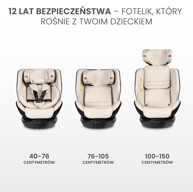 Lumi I-size Детско Столче За Кола Светлосиво (40-150) bebemama