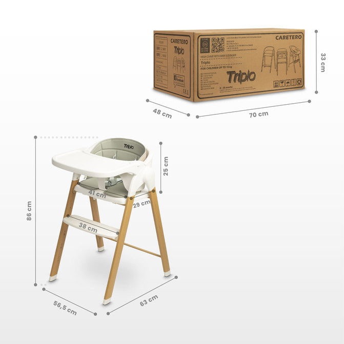 Scaun înalt Triplo 3 în 1 bej Caretero