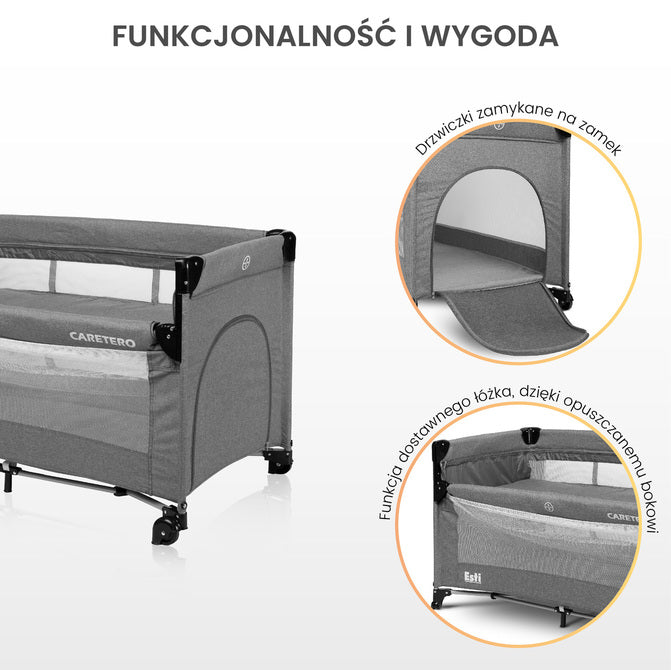 Сгъваема кошара с падаща страна Esti Graphite Caretero