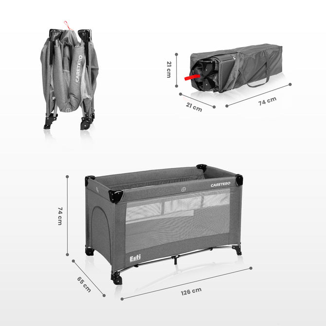 Сгъваема кошара с падаща страна Esti Graphite Caretero