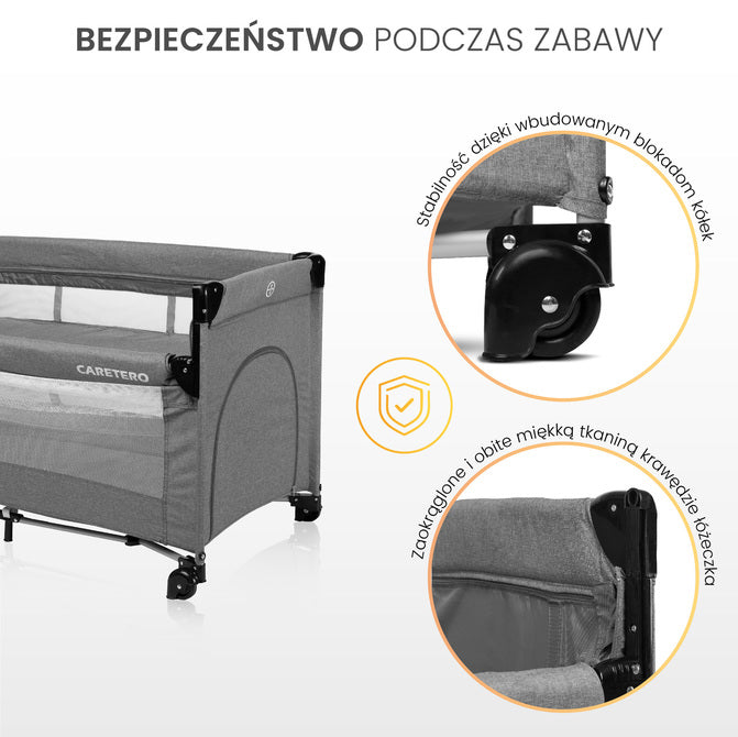 Tarc de joacă pliabil cu 2 niveluri și laterale rabatabile Esti Mint Caretero