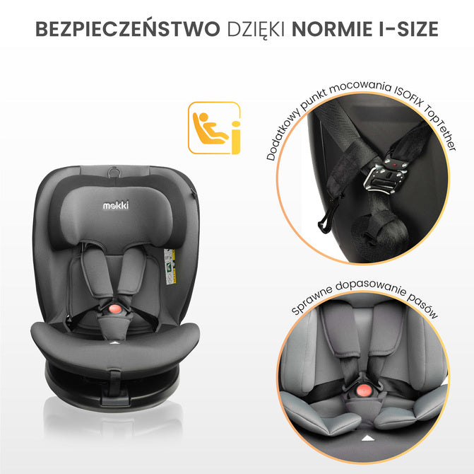 Scaun auto Mokki i-Size IsoFix 0-36Kg Roz Murdar Caretero