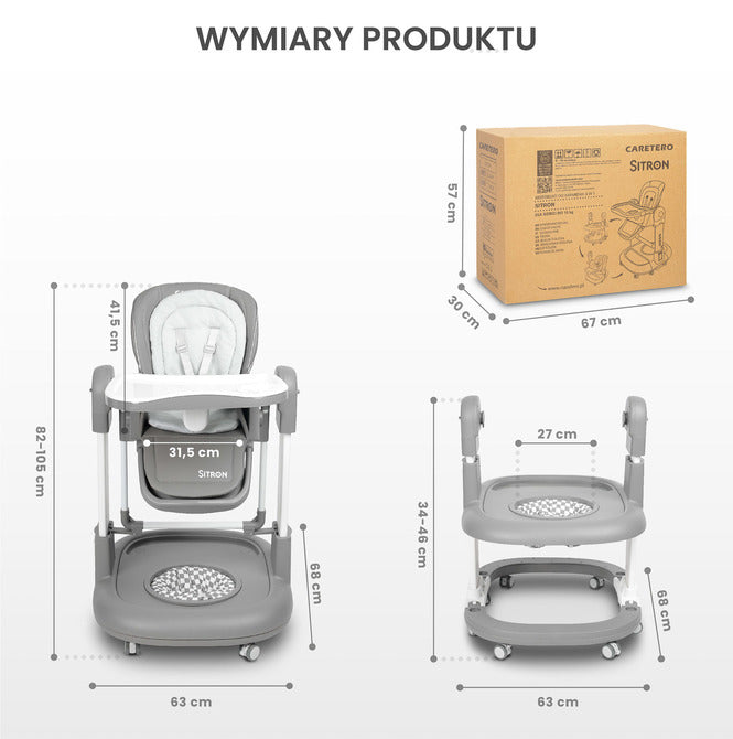 Столче За Хранене Sitron Сиво Caretero