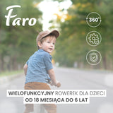 Tricicletă și bicicletă de echilibru 2 în 1 Faro Green Caretero Toyz