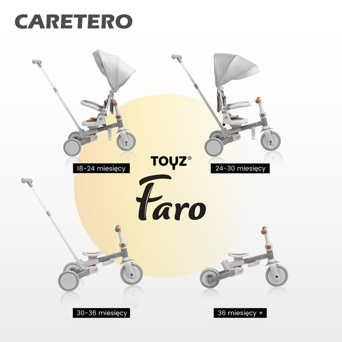 Tricicletă și bicicletă de echilibru 2 în 1 Faro Gri Caretero Toyz