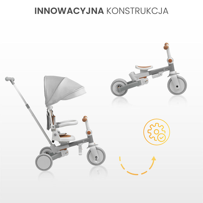 Tricicletă și bicicletă de echilibru 2 în 1 Faro Gri Caretero Toyz