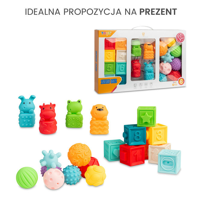 Образователна Играчка - Меки Сензорни Кубчета 20 Броя 6+ Toyz
