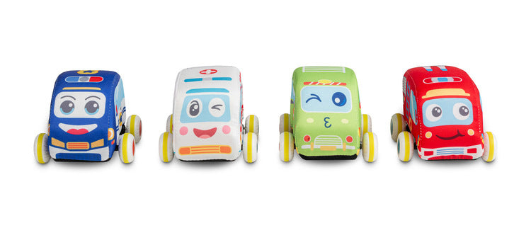 Образователна Играчка Плюшени Колички 4 Броя С Пътна ПостелкаИ Чанта 12 + Toyz