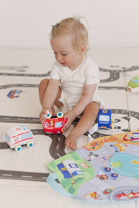 Образователна Играчка Плюшени Колички 4 Броя С Пътна ПостелкаИ Чанта 12 + Toyz