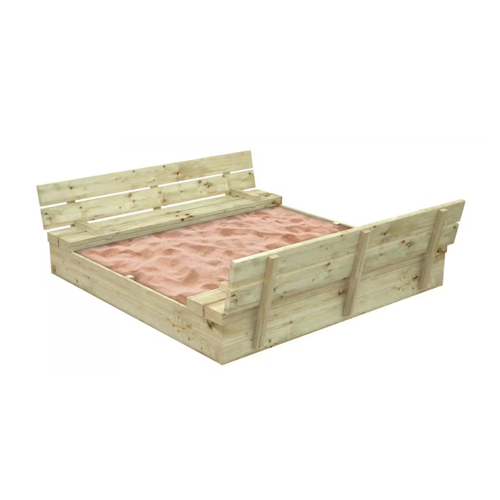 Голям Детски Пясъчник С Пейки И Сгъваем Капак Ginger Home 157X157X21См, Дървен