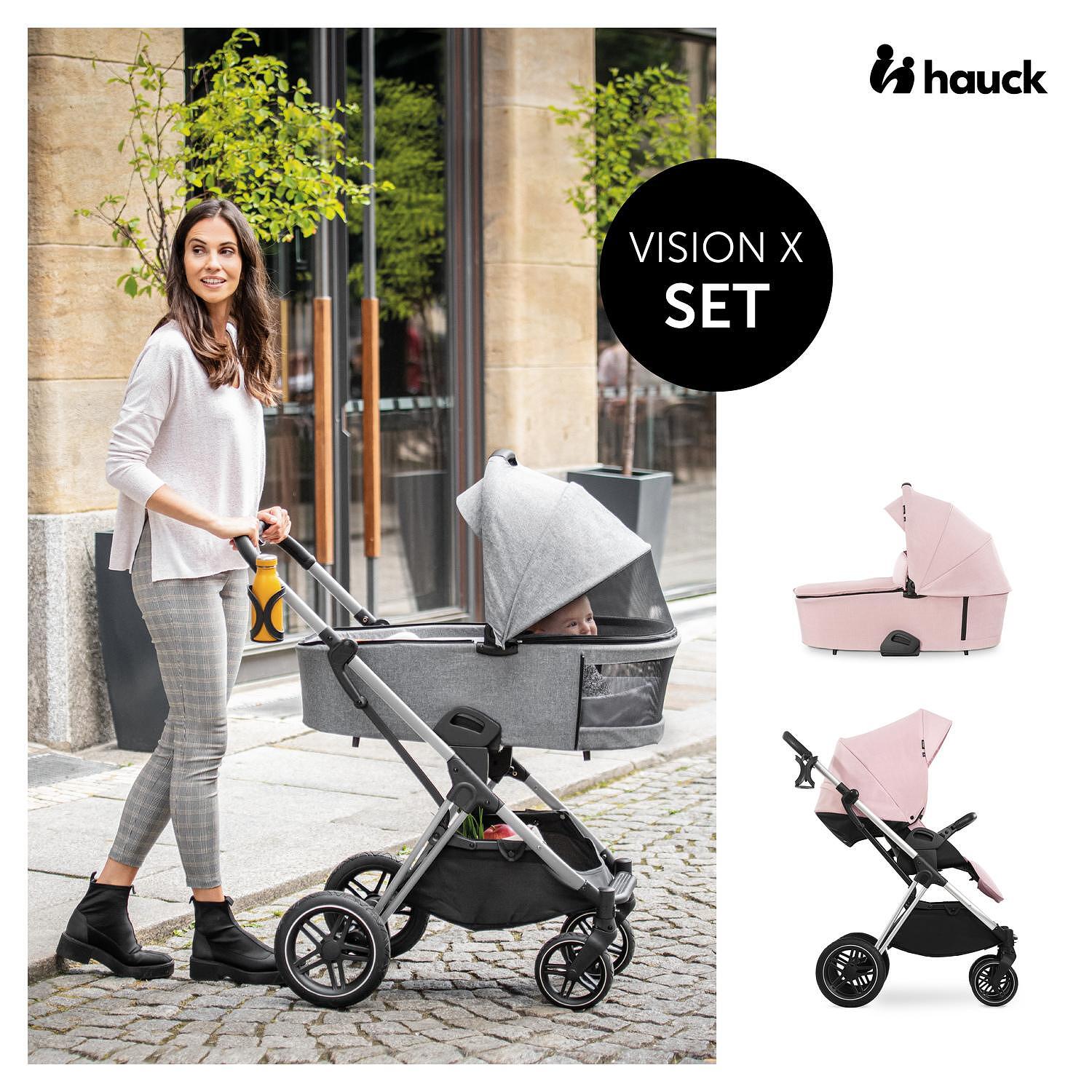 Бебешка Количка 2в1 Vision X Set Silver Melange Rose Hauck