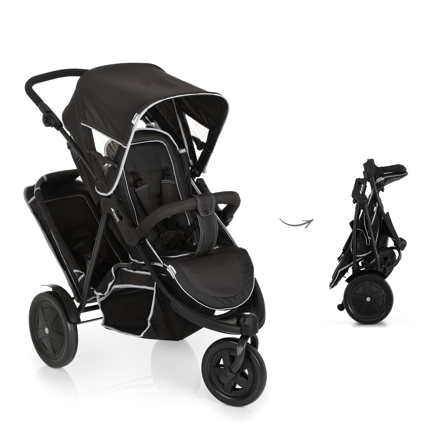 Бебешка Количка За Близнаци Freerider Sh12 Black Hauck