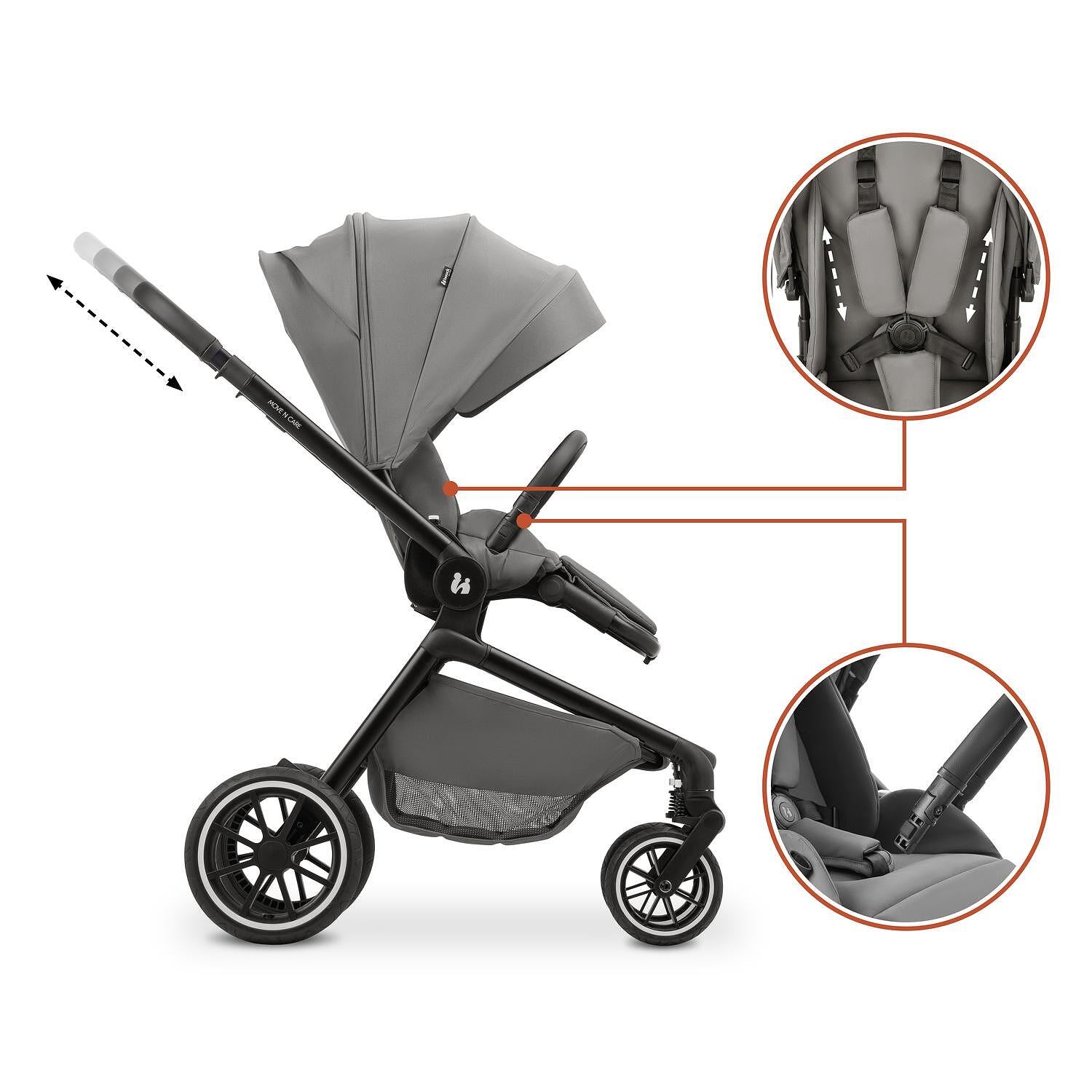 Бебешка Лятна Количка Move N Care Dark Grey Hauck