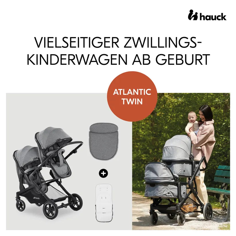 Детска Количка За Близнаци Atlantic Twin Melange Grey Hauck