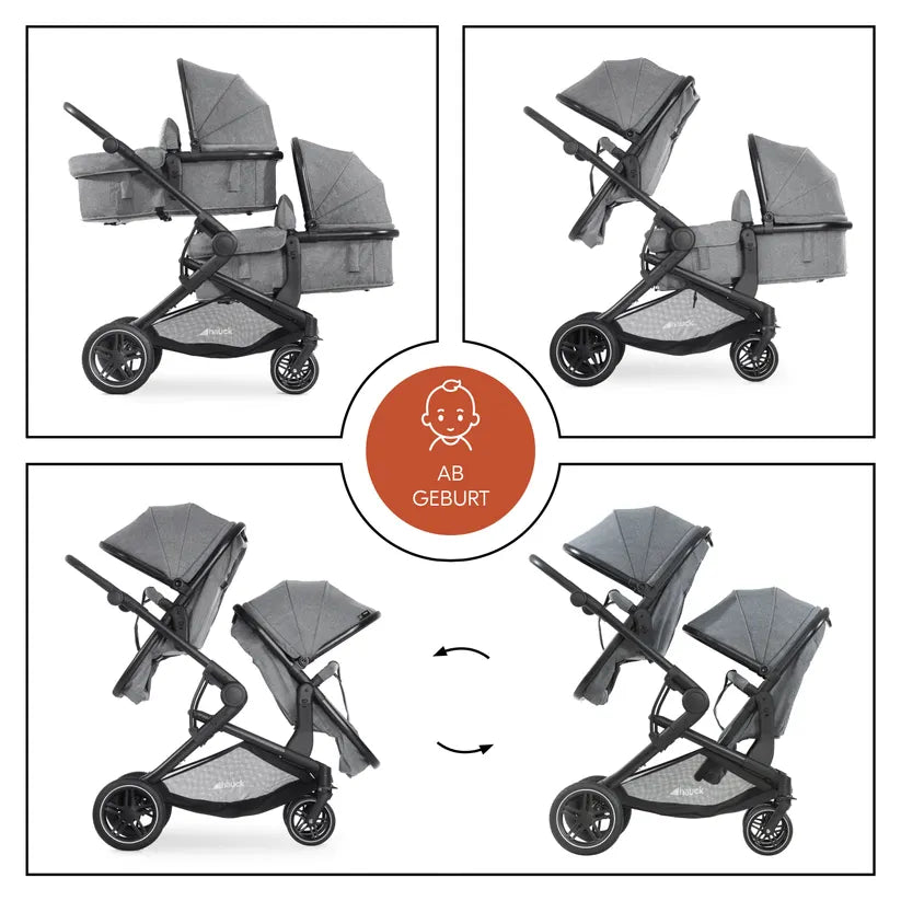 Детска Количка За Близнаци Atlantic Twin Melange Grey Hauck