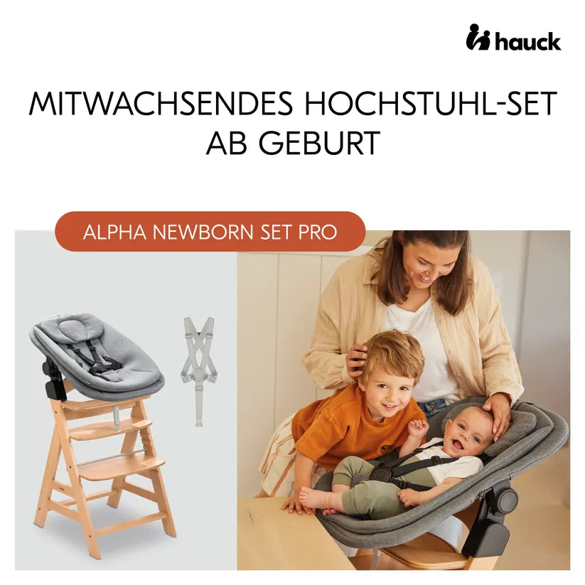 Детско Столче За Хранене Alpha Newborn Set Pro Nature Grey Hauck