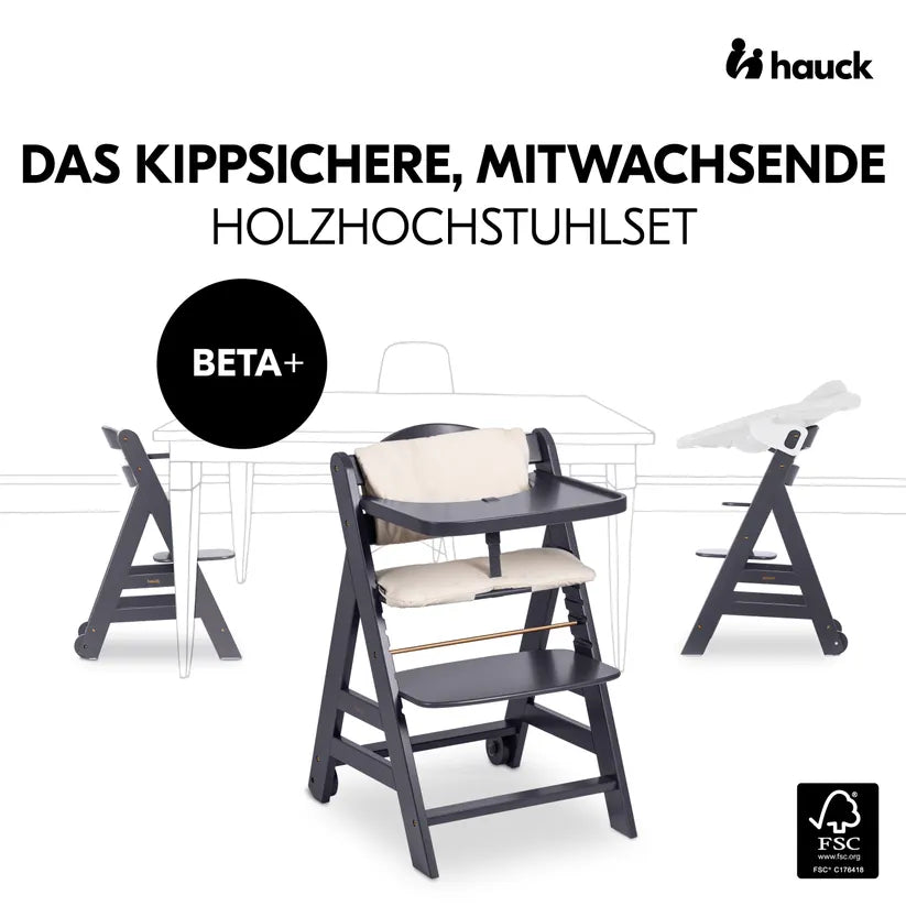 Детско Столче За Хранене Beta+ Dark Grey Hauck