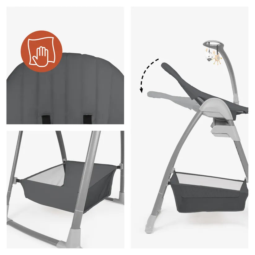 Детско Столче За Хранене Sit N Relax 3в1 Dark Grey Hauck