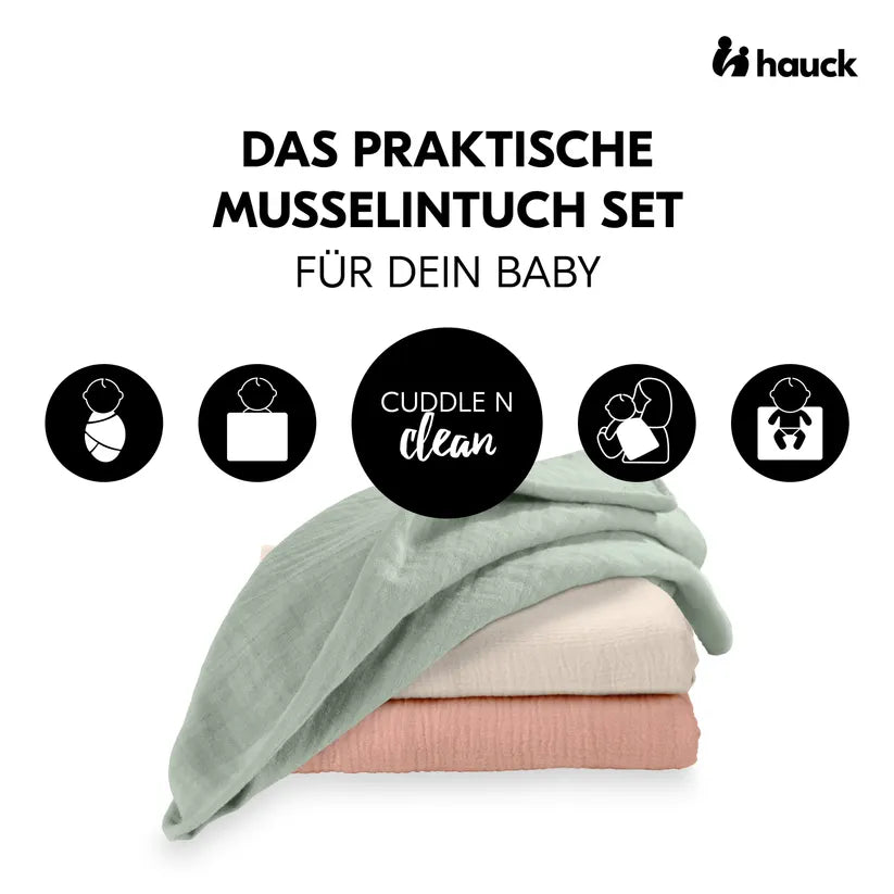 Комплект Пелени От Муселин 3 Бр Cuddle N Clean Sage Beige Cork Hauck