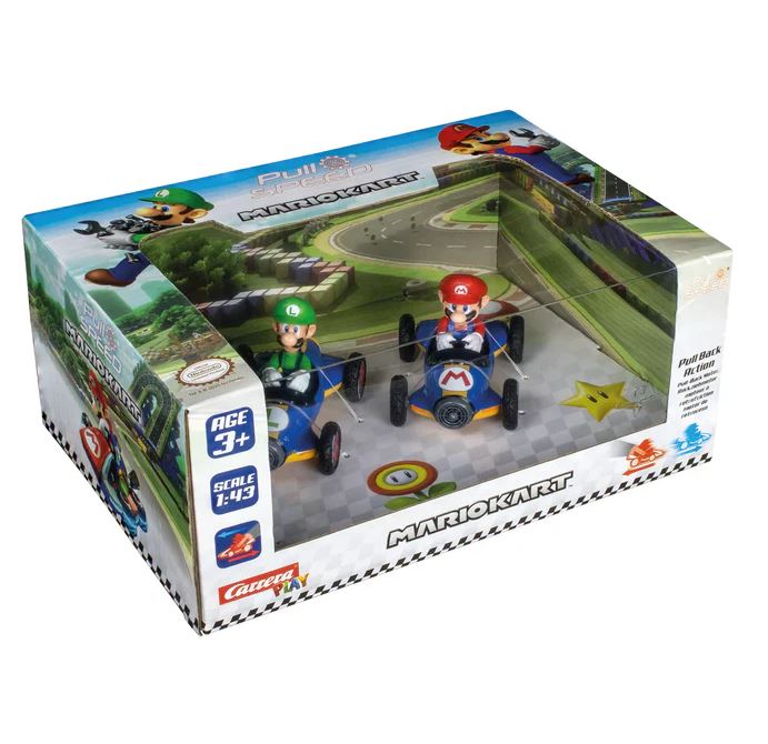 Комплект Пулбек Колички, Carrera, Super Mario, Марио И Луиджи, 2 Броя Gusio