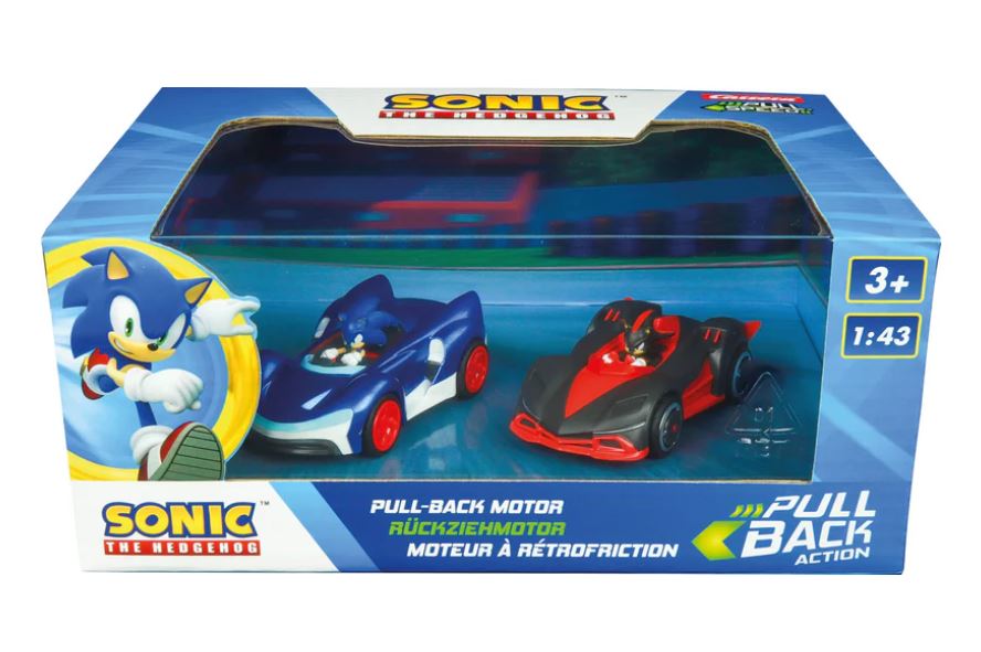 Комплект Пулбек Колички, Carrera, Sonic, Соник Срещу Шадоу, 2 Броя Gusio