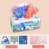 Jucărie zornăitoare moale pentru bebeluși - Șervețele umede tragi-up - Sea World