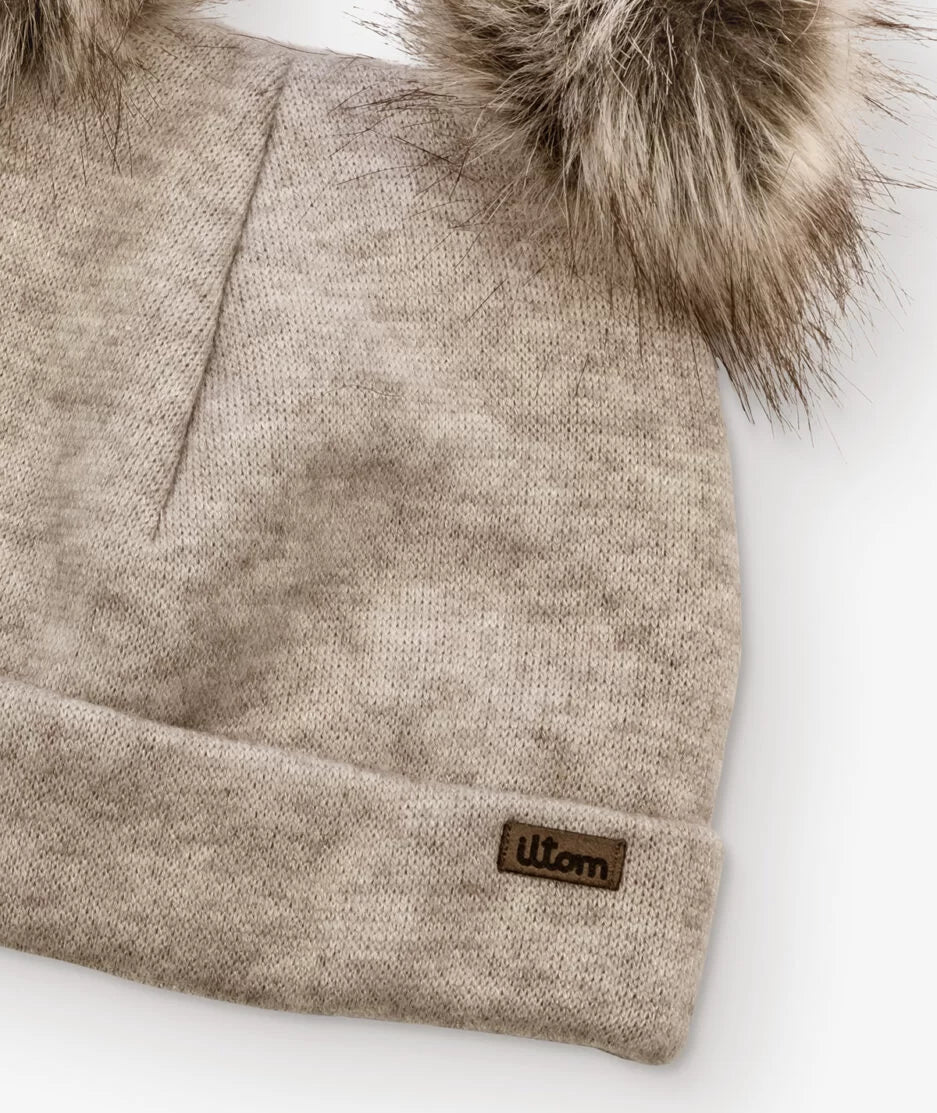 Бебешка Зимна Шапка С Два Пискюла Beige 0117a Iltom
